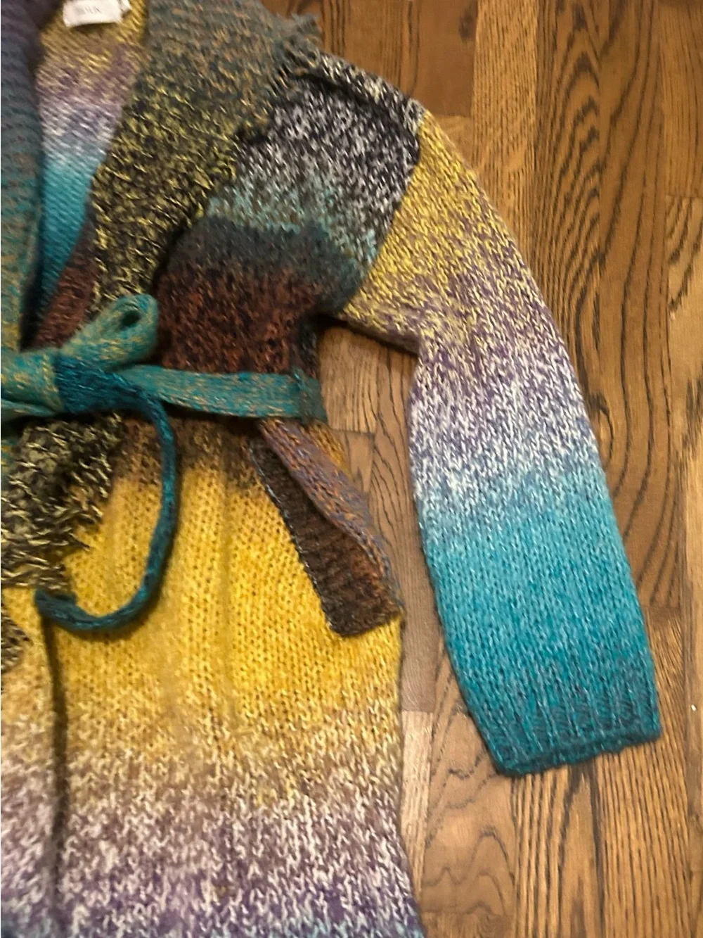 Anthropologie Pastel Multicolor Open-Front Knit Cardigan Graylin - Picture 7 of 10